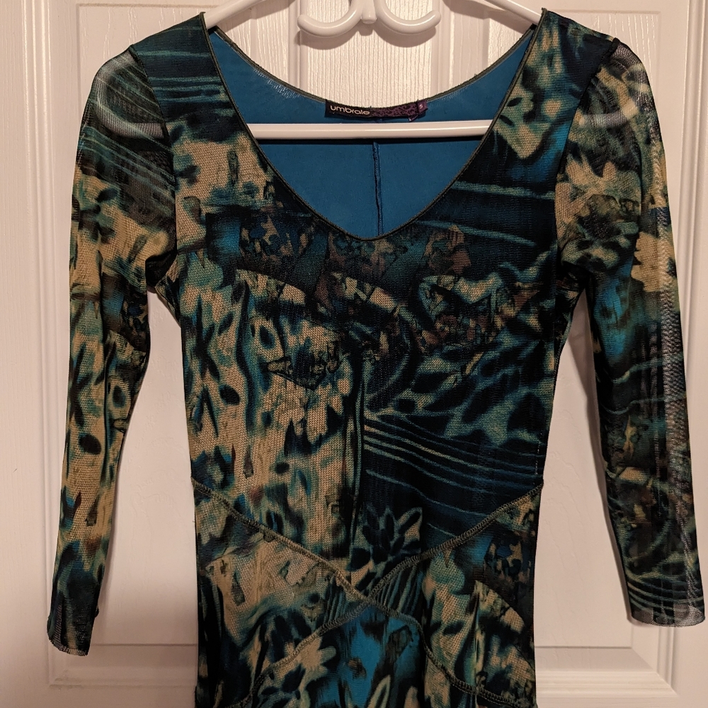 Green Pattern Cocktail Dress - Picture 3 of 4
